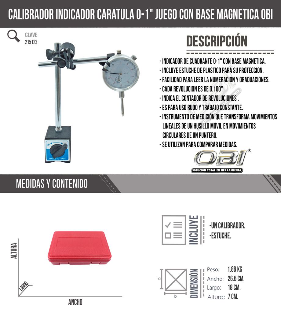 Calibrador Indicador Caratula 0 1 Juego Con Base Magnetica 849 00